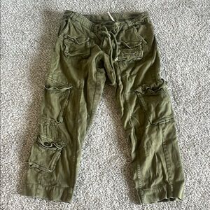 Free People Green Cargo Trousers with Adjustable Waist
